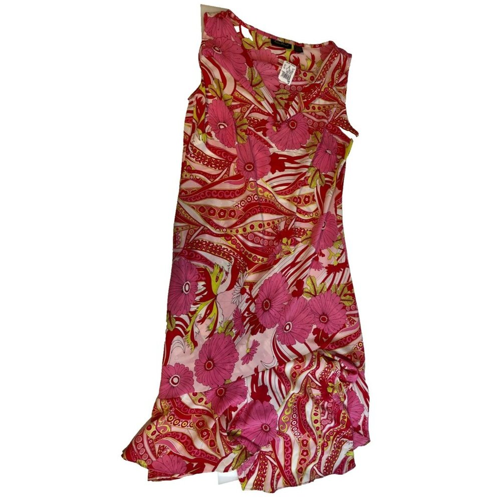Ashley Stewart Women's Pink Floral Mid Length Tank Top Dress Size 20 NWT